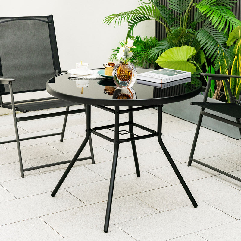 34 Inch Patio Dining Table with 1.5 inch Umbrella Hole for Garden by DirectDeals