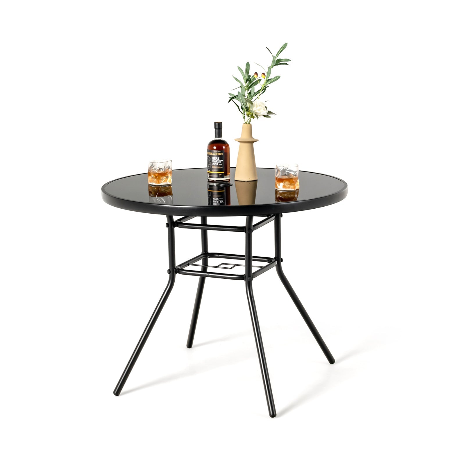 34 Inch Patio Dining Table with 1.5 inch Umbrella Hole for Garden by DirectDeals