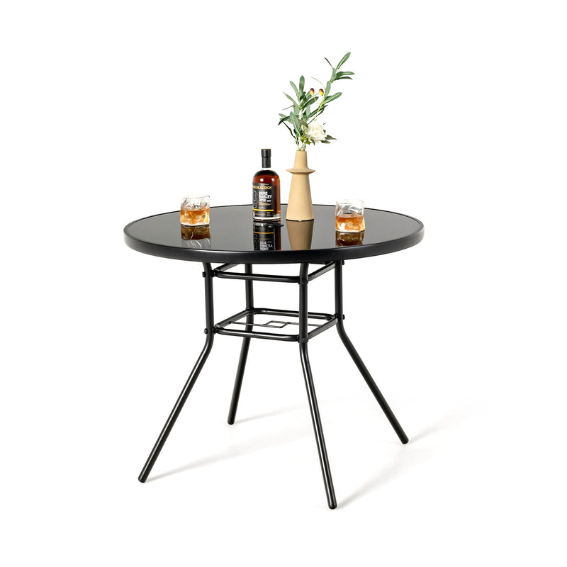 34 Inch Patio Dining Table with 1.5 inch Umbrella Hole for Garden by DirectDeals