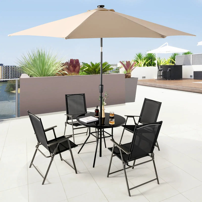 34 Inch Patio Dining Table with 1.5 inch Umbrella Hole for Garden by DirectDeals
