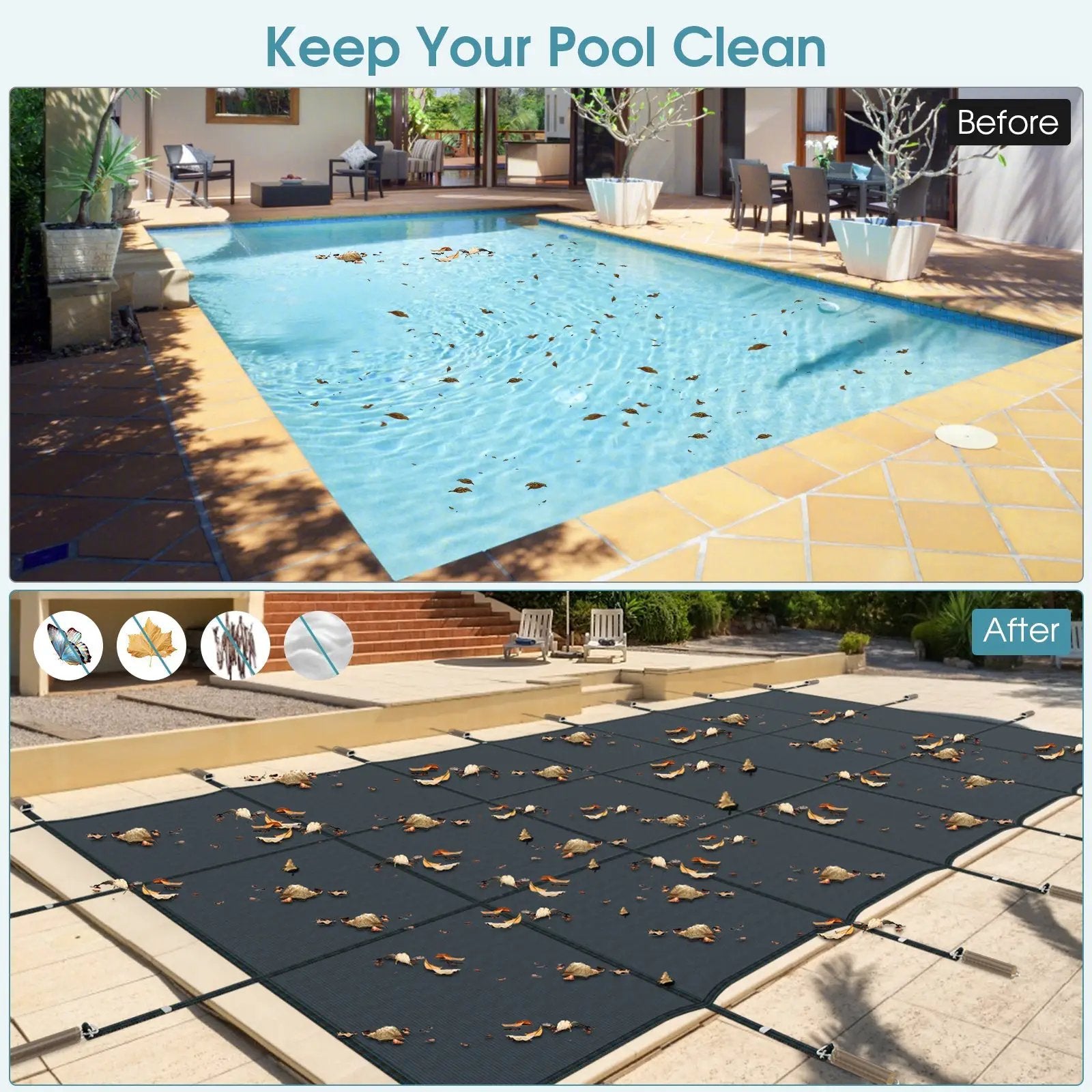 34 x 18 Feet Safety Pool Cover Fits 32 x16 Feet Inground Swimming Pools by DirectDeals