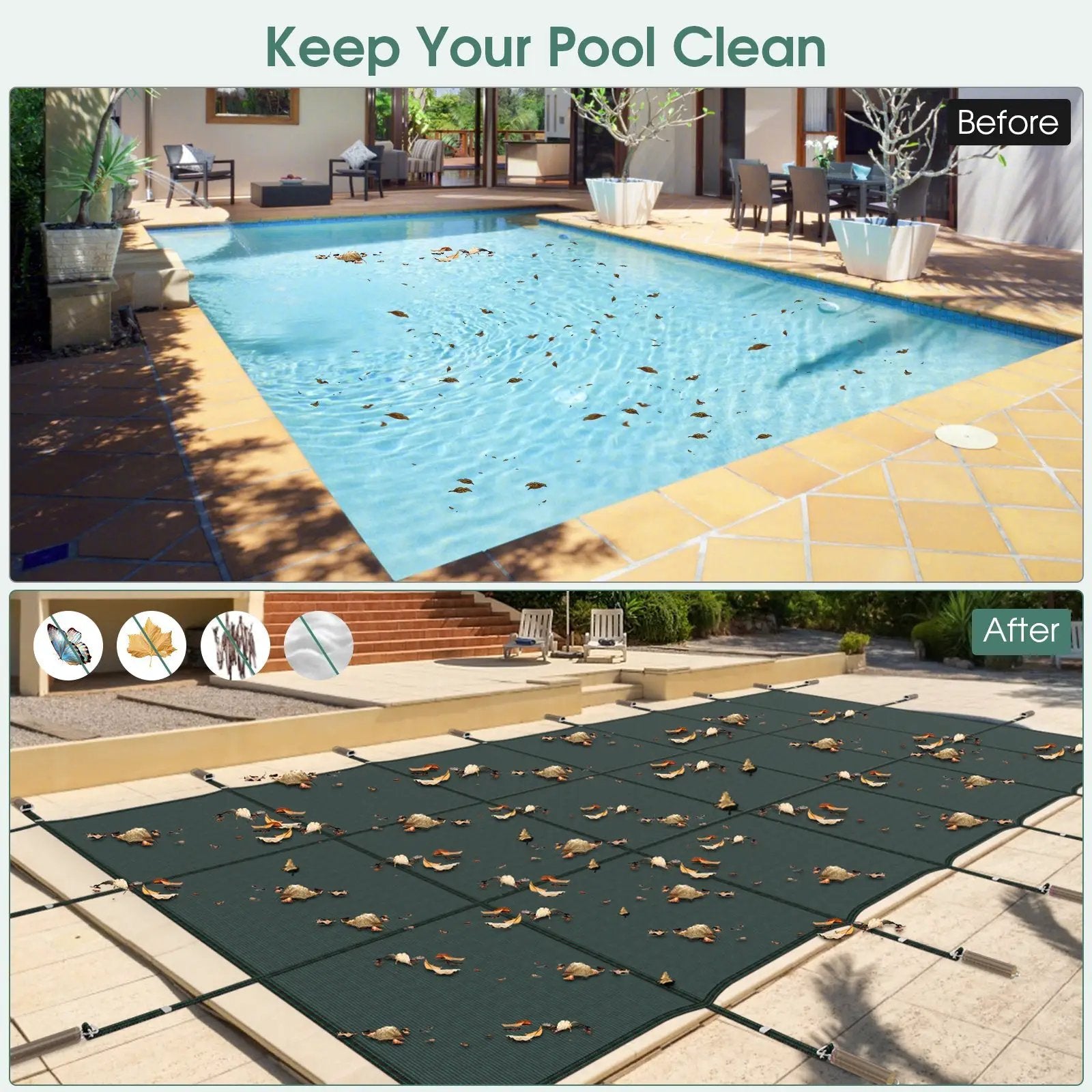 34 x 18 Feet Safety Pool Cover Fits 32 x16 Feet Inground Swimming Pools by DirectDeals
