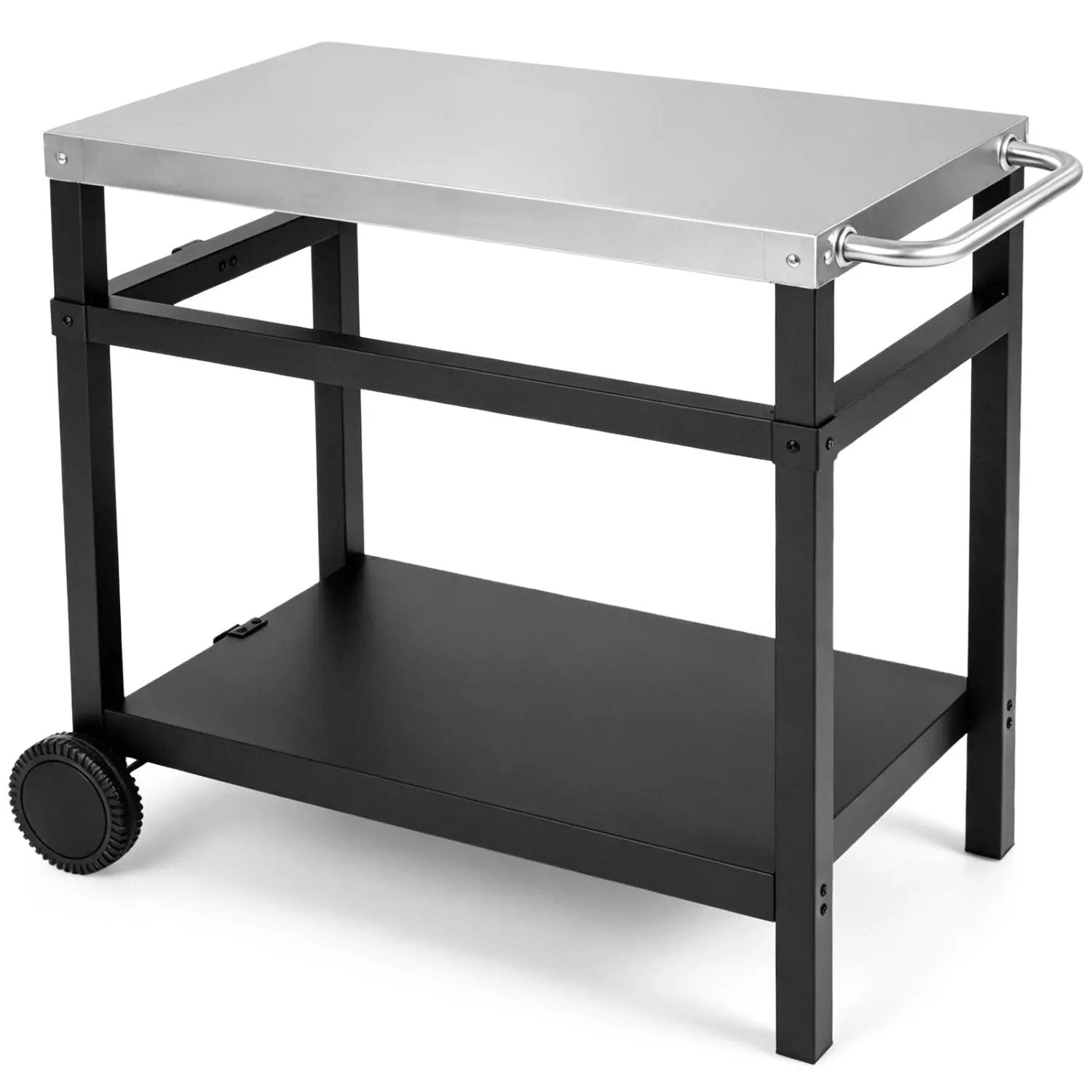 Double-Shelf Grill Table 34" x 20" with Steel Top by DirectDeals