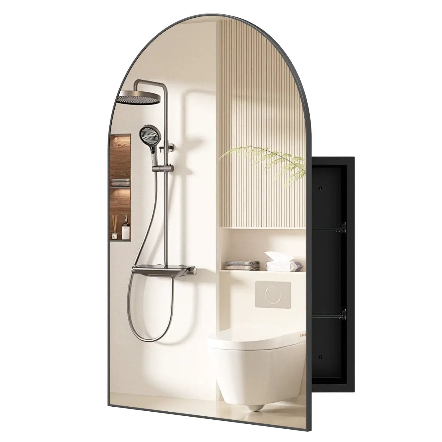 Wall-Mounted Storage Cabinet with Arched Mirror 34" x 22" by DirectDeals