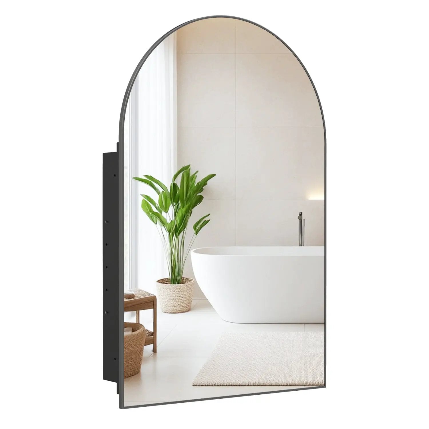 Wall-Mounted Storage Cabinet with Arched Mirror 34" x 22" by DirectDeals