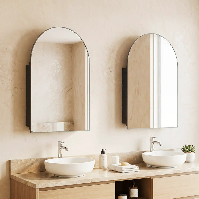 Wall-Mounted Storage Cabinet with Arched Mirror 34" x 22" by DirectDeals