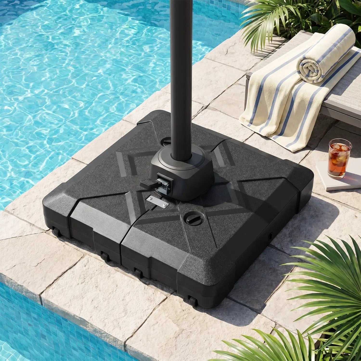 34" x 34" Cantilever Patio Umbrella Base with 4 Wheels by DirectDeals
