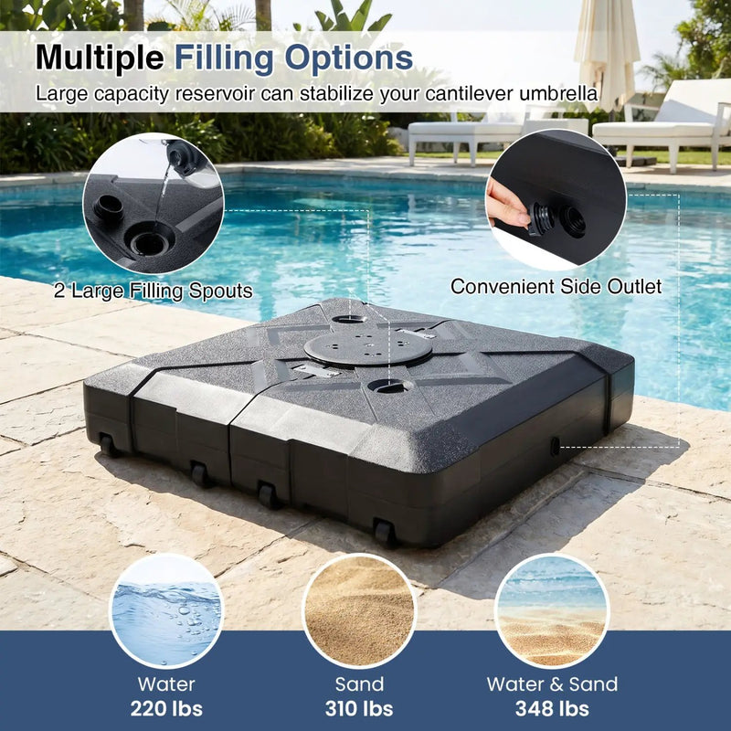 34" x 34" Cantilever Patio Umbrella Base with 4 Wheels by DirectDeals