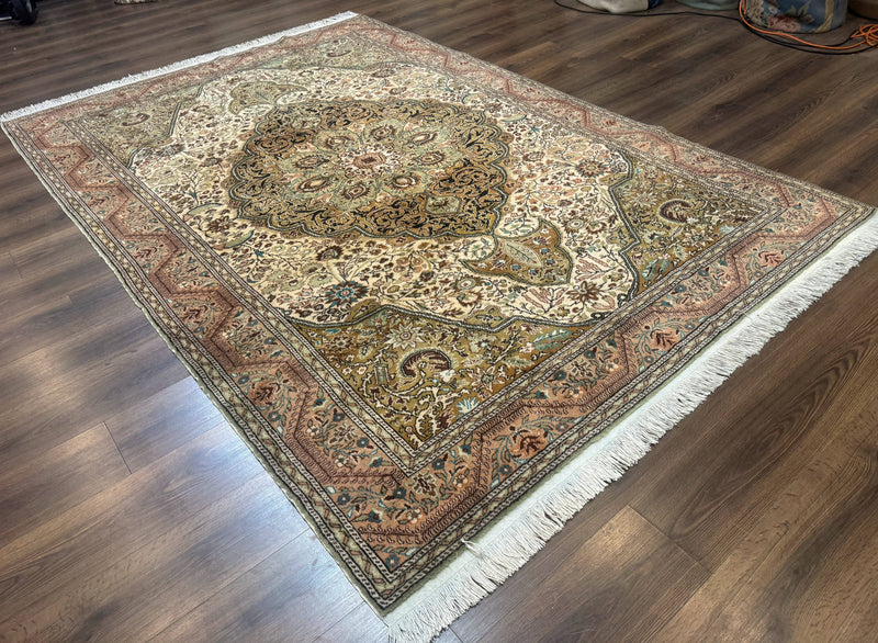 Turkish Sivas Rug 6x9, Floral Medallion, Vintage Handmade Wool Carpet by Jewel Rugs