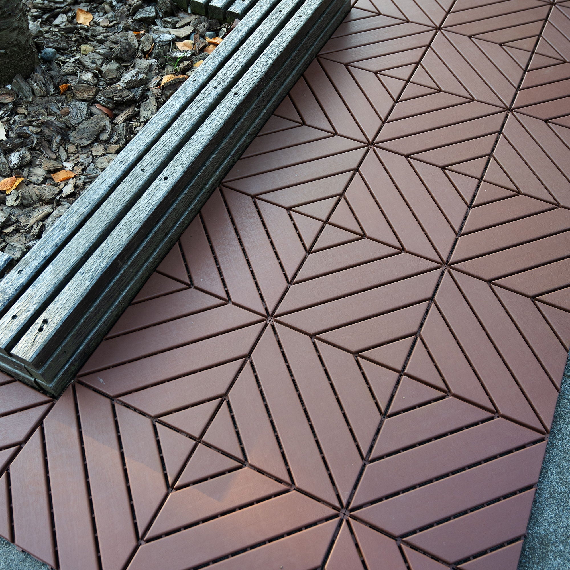 Interlocking Deck Waterproof Outdoor Patio Tiles (Set of 44) - Brown by HouseOfZazla