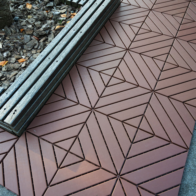 Interlocking Deck Waterproof Outdoor Patio Tiles (Set of 44) - Brown by HouseOfZazla
