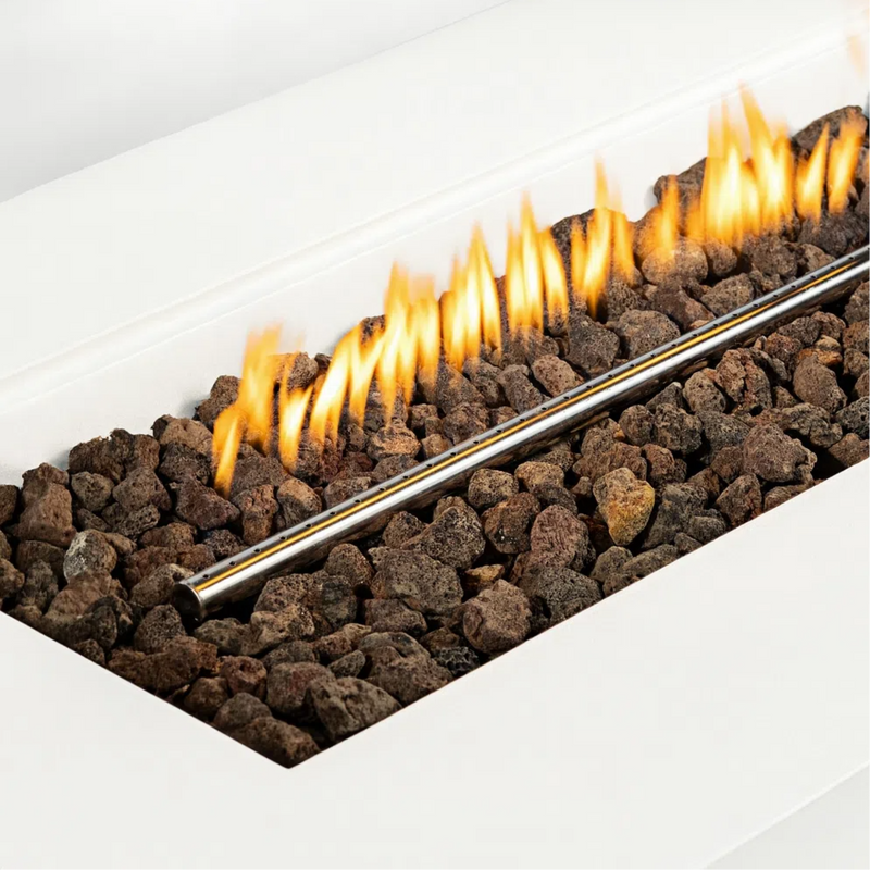 Outdoor Rectangle Propane Fire Pit Table 60inch, White by HouseOfZazla