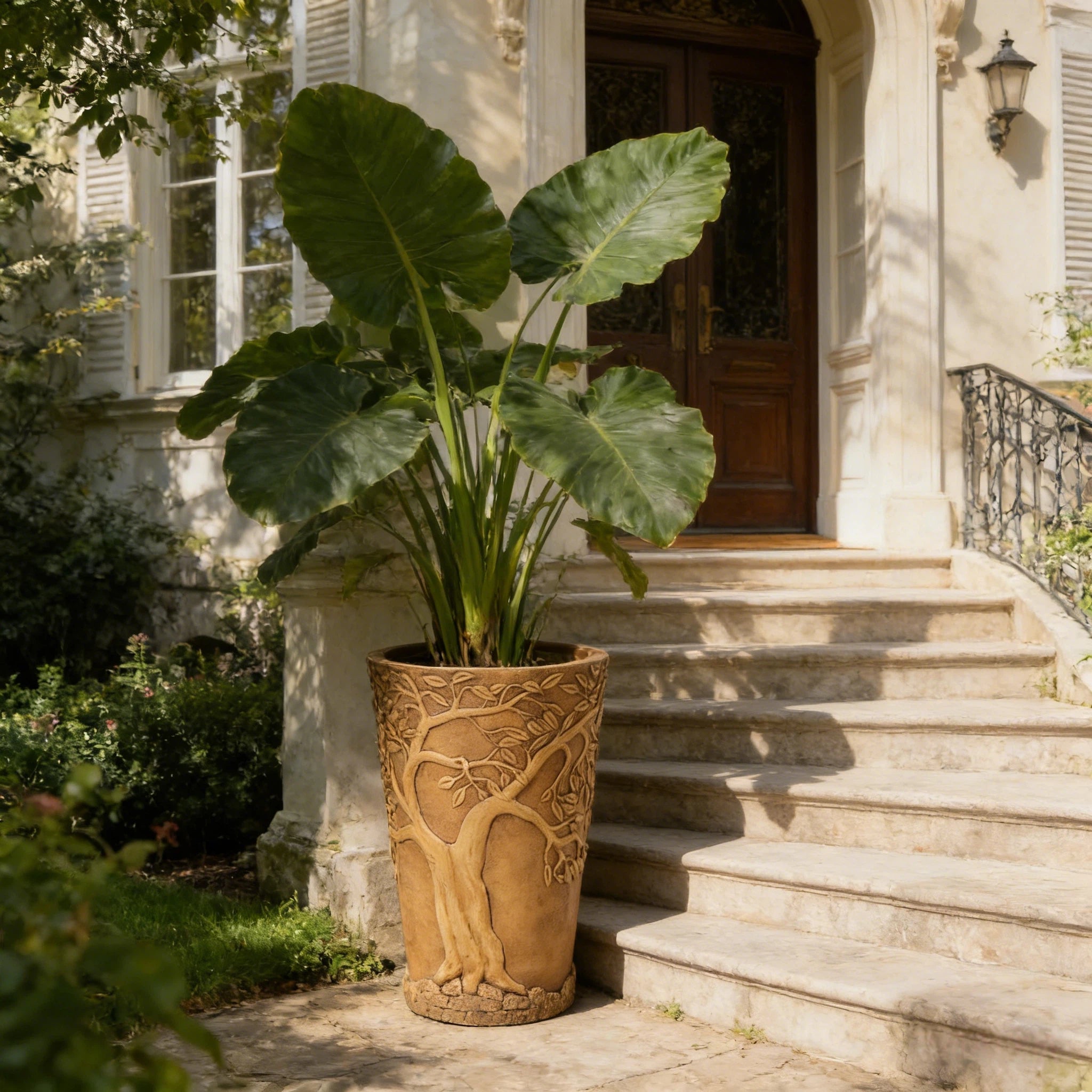 Tall Antique Bronze Tree-Embossed MGO Planter by HouseOfZazla