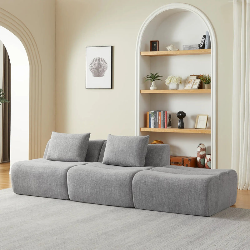 Oversized 3 Seater Compressed Sofa with Chenille Fabric by HouseOfZazla