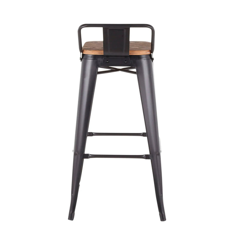 Oregon - Industrial Low Back Barstool (Set of 2) - Black by HouseOfZazla