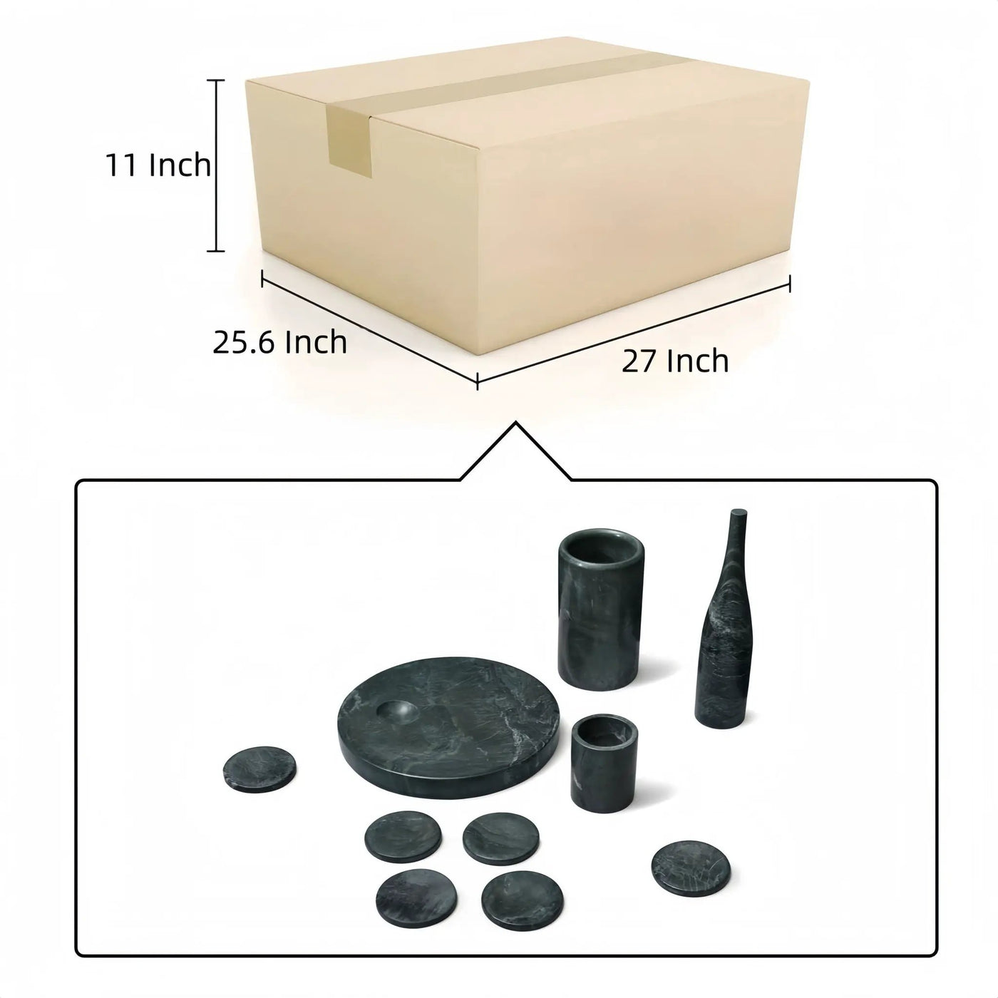 10 Pieces Luxury Natural Marble Dining Room Accessories Set by HouseOfZazla