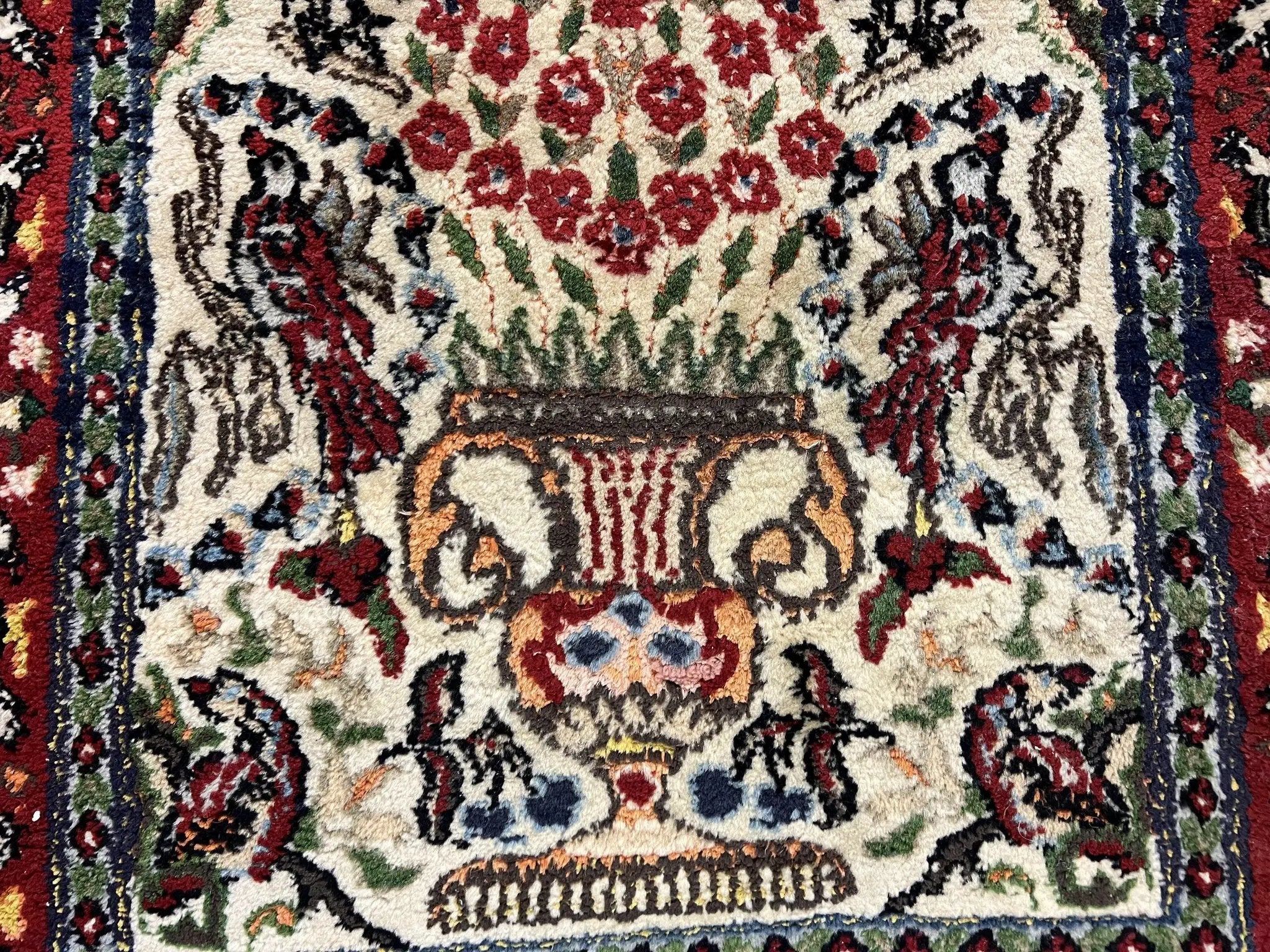 Small Indo Persian Rug 2x3 ft, Wool with Silk Highlights, Animal Pictorials, Birds by Jewel Rugs