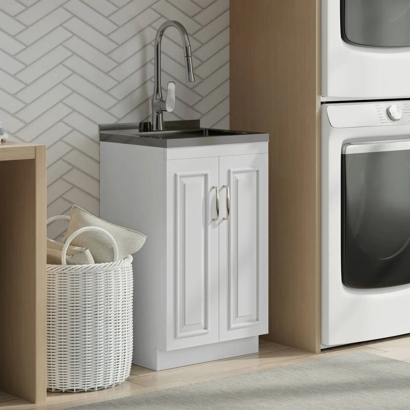 Darwin - Deluxe Laundry Cabinet With Pull-Out Faucet And Stainless Steel Sink by HouseOfZazla