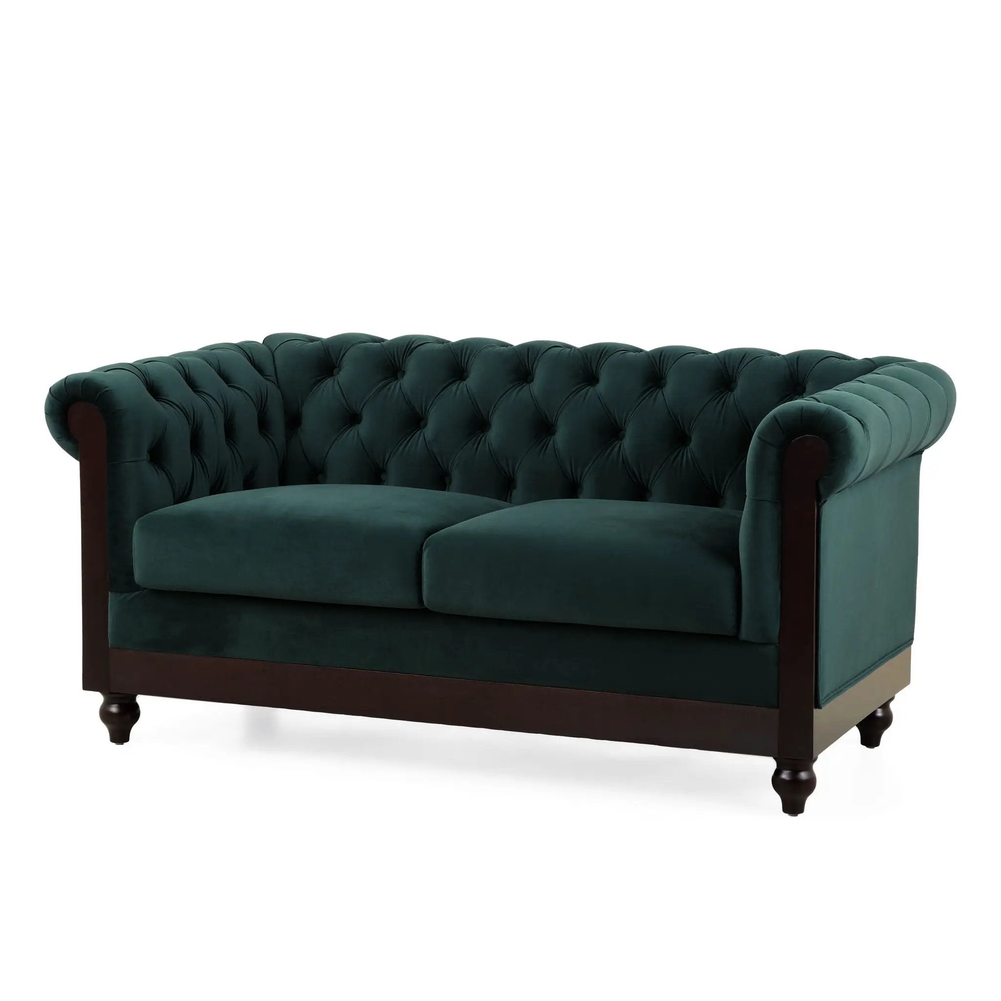 Chesterfield Loveseat Sofa, 2 Person Rolled Arm Upholstered Couch by HouseOfZazla