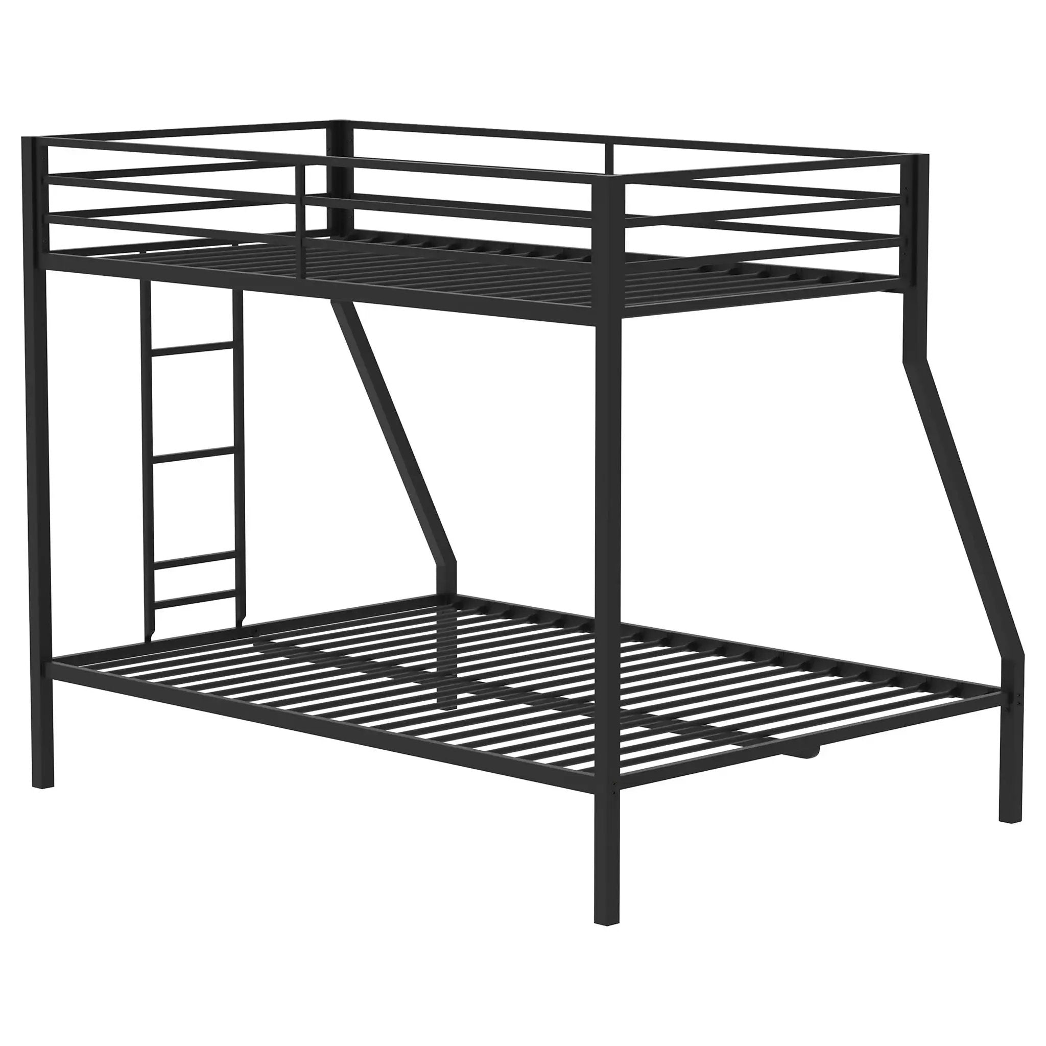 Alevera Metal Twin Over Full Bunk Bed with Ladder Black by Unique Piece Furniture