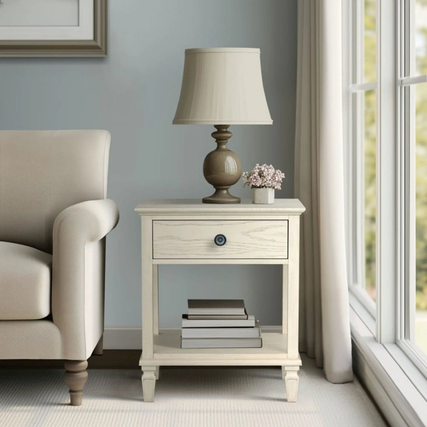 Victoria - Bedside Table With Drawer And Shelf by HouseOfZazla