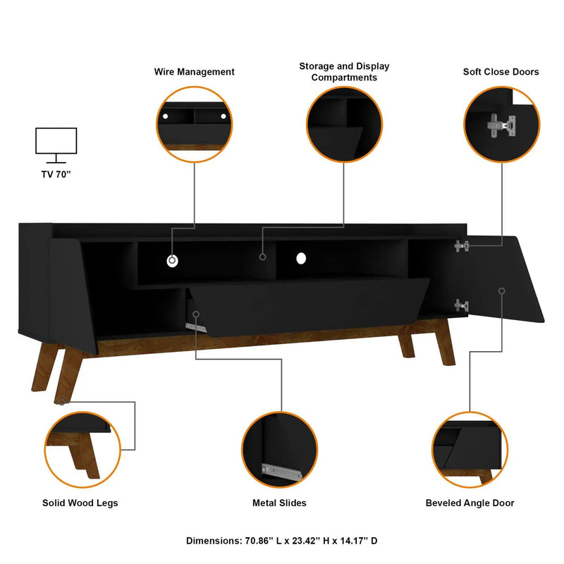 Marcus - TV Stand With 4 Shelves And Soft Close Doors by HouseOfZazla