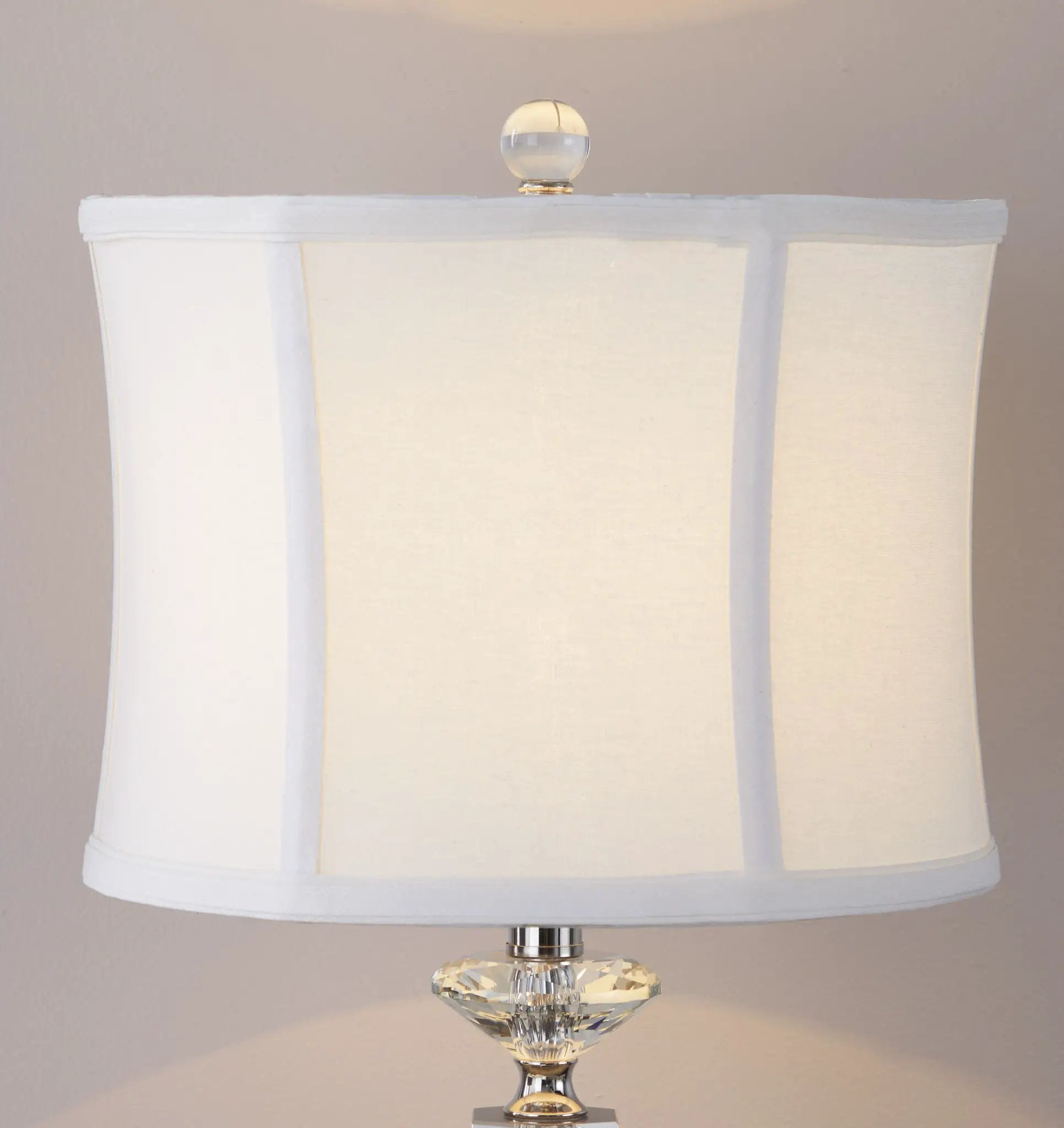 Diamond - Torch Contemporary Crystal Table Lamp (Set of 2) - Clear / Off White / Polished Nickel by HouseOfZazla