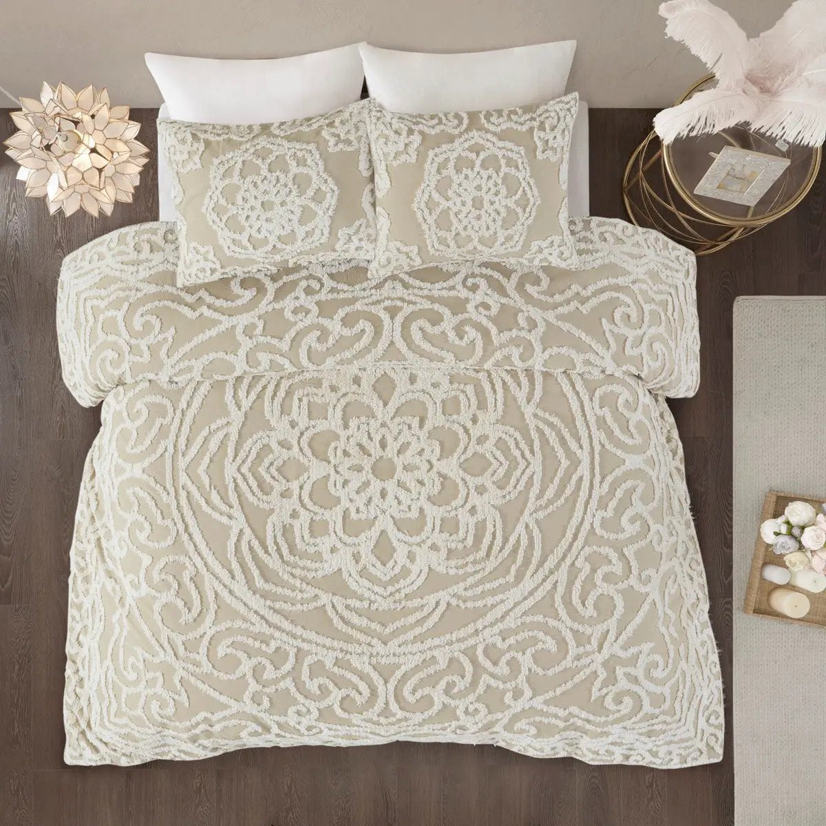 King/Cal King 3 Piece Tufted Cotton Duvet Cover Set by HouseOfZazla