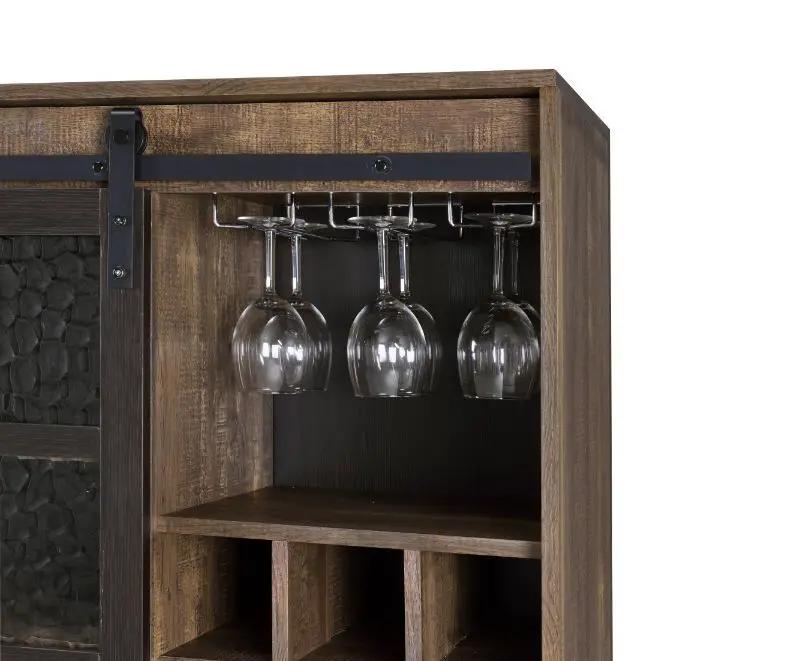 Treju - Wine Cabinet - Obscure Glass, Rustic Oak & Black by Unique Piece Furniture