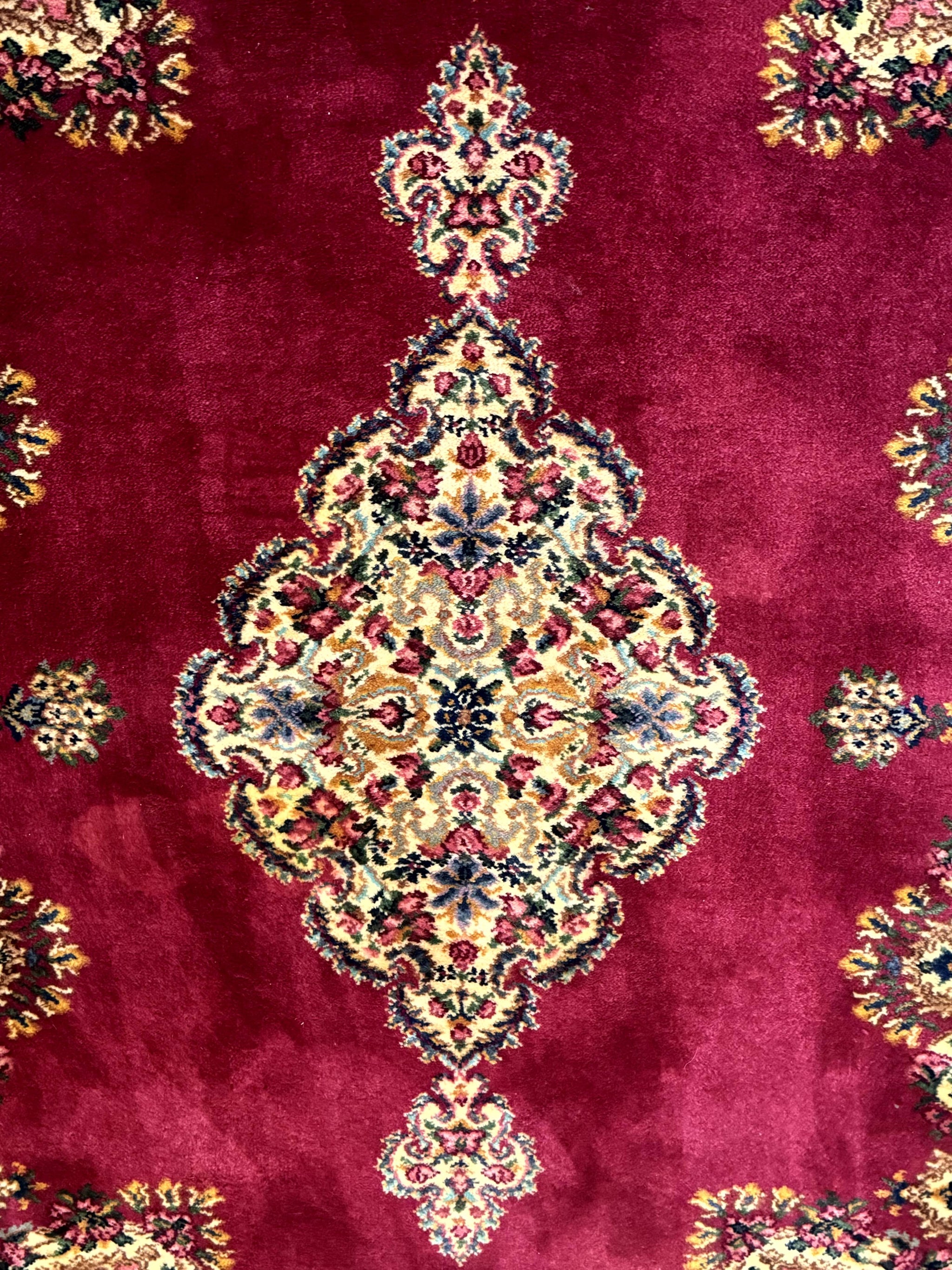 Karastan Rug 4x6 Red Medallion Kirman #762, Wool Vintage Original 700 Series by Jewel Rugs