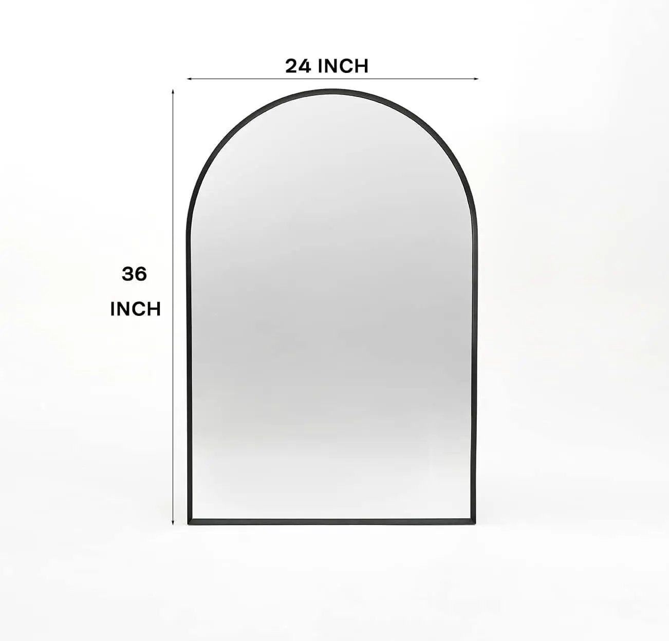 24x36 Inch Black Metal Framed Arched Bathroom Mirror by HouseOfZazla