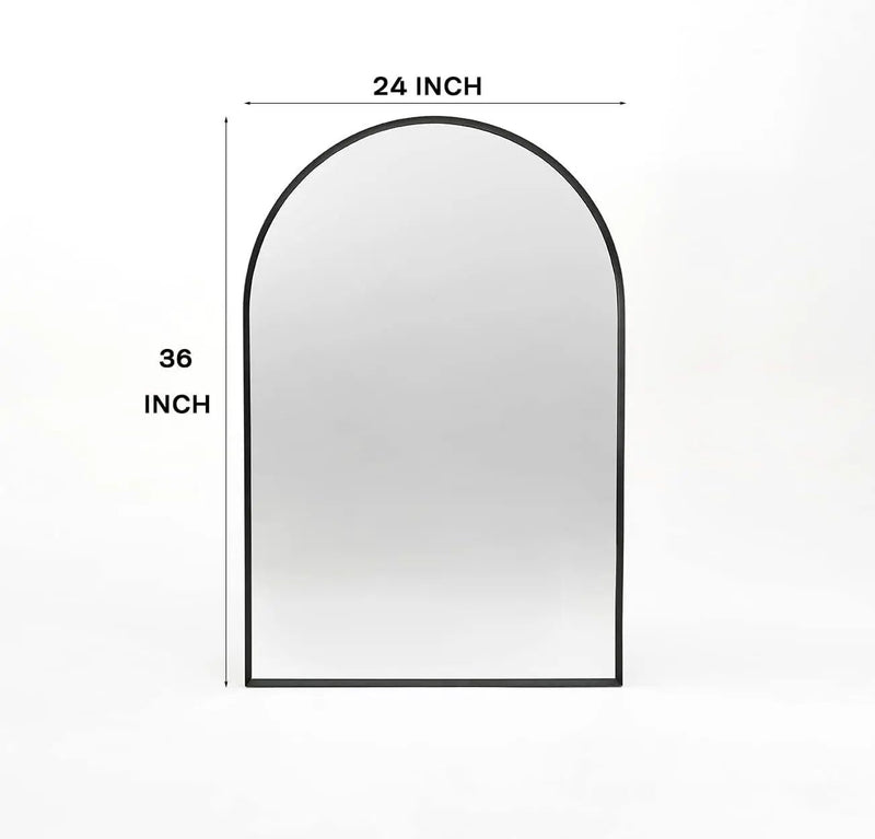 24x36 Inch Black Metal Framed Arched Bathroom Mirror by HouseOfZazla