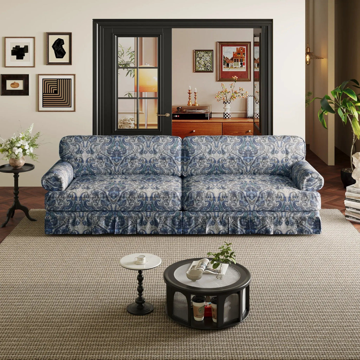 Luxuriously Comfortable Cloud Couch Sofa With Elegant Rolled Arms & Pleated Skirt Design by HouseOfZazla