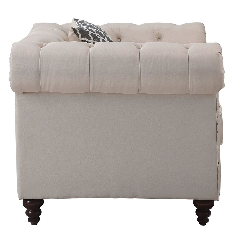 Aurelia - Linen Chair With Pillow - Beige by HouseOfZazla