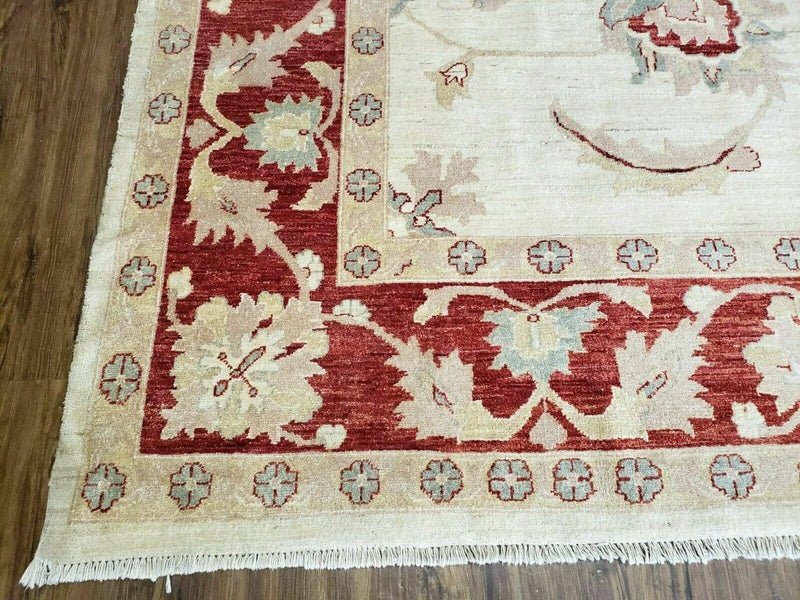 Peshawar Rug 10x14 Rug 10x14 Vintage Rug 10x14 Handmade Rug Chobi Rug Ivory Beige Red Rug by Jewel Rugs