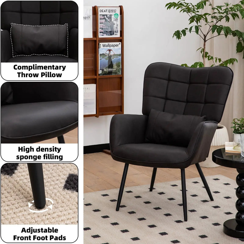 Modern Accent Arm Chair High Back With Metal Legs And Soft Padded by Unique Piece Furniture