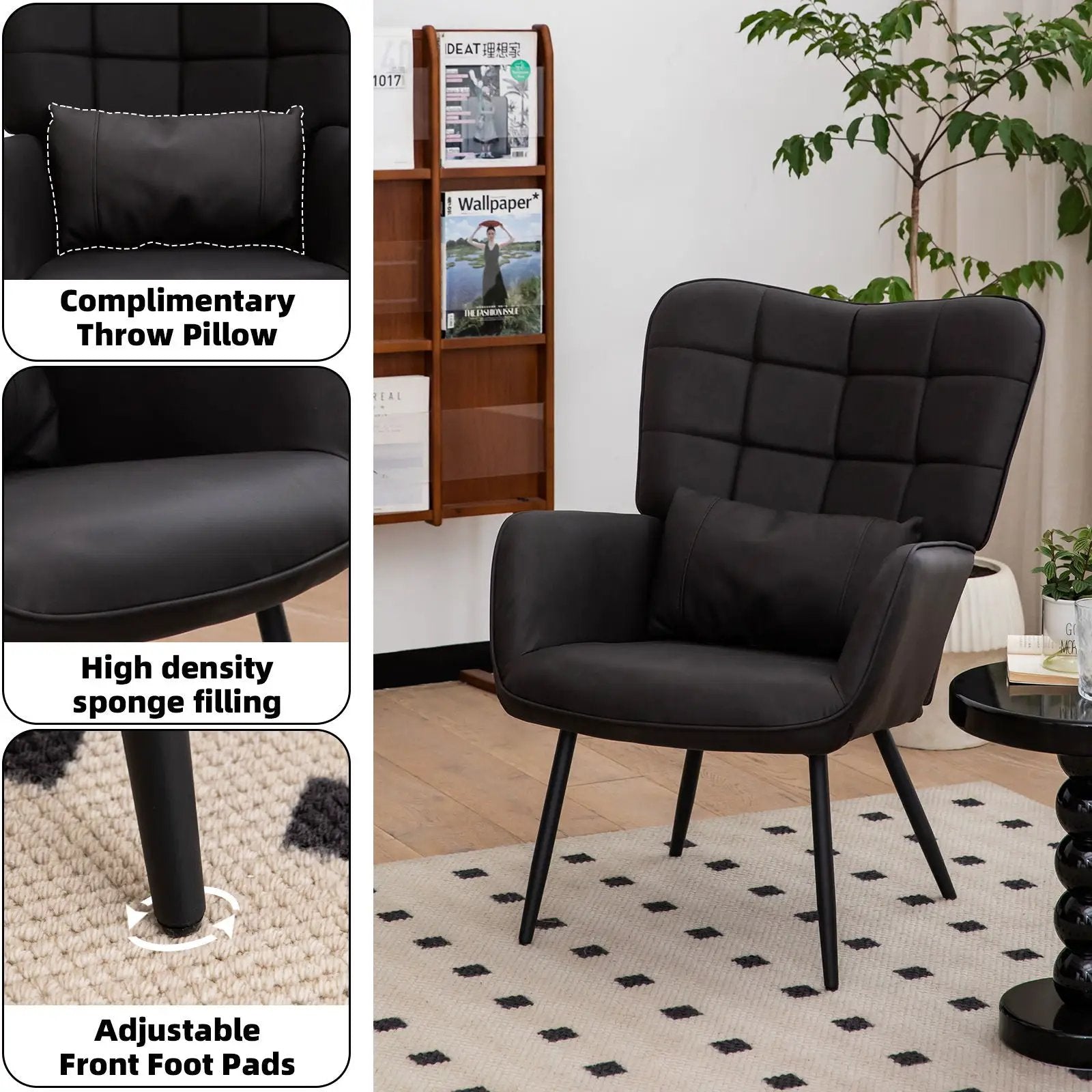 Modern Accent Arm Chair High Back With Metal Legs And Soft Padded by HouseOfZazla