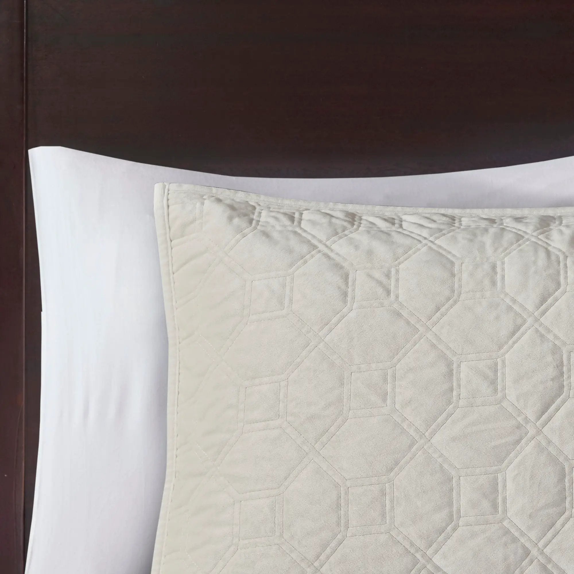 3 Piece Velvet Quilt Set Ivory Full/Queen by HouseOfZazla