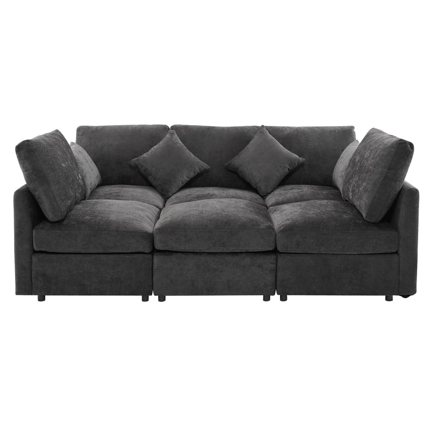 Sectional Sofa Modular U-Shaped With Ottoman & USB Ports by HouseOfZazla