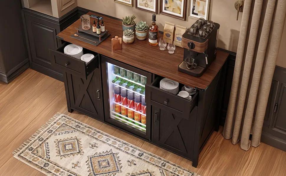 K&K 53.2" Farmhouse Fridge Cabinet with Power Outlet by HouseOfZazla