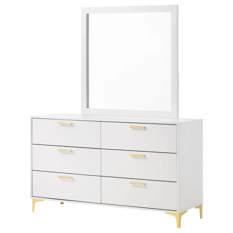 James - 6 Drawer Dresser With Mirror - White