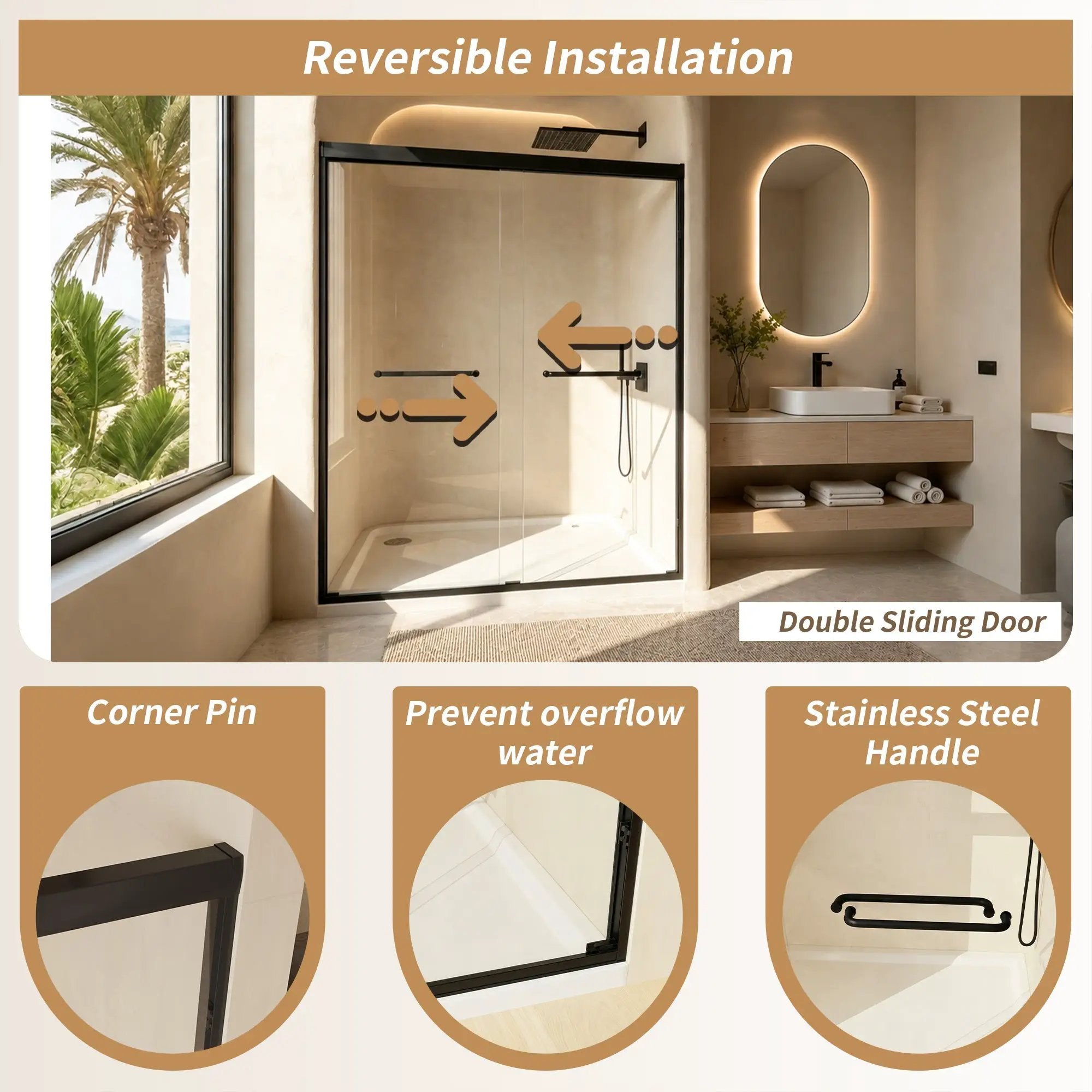 Tempered Glass Aluminum Frame Double Sliding Shower Door by HouseOfZazla