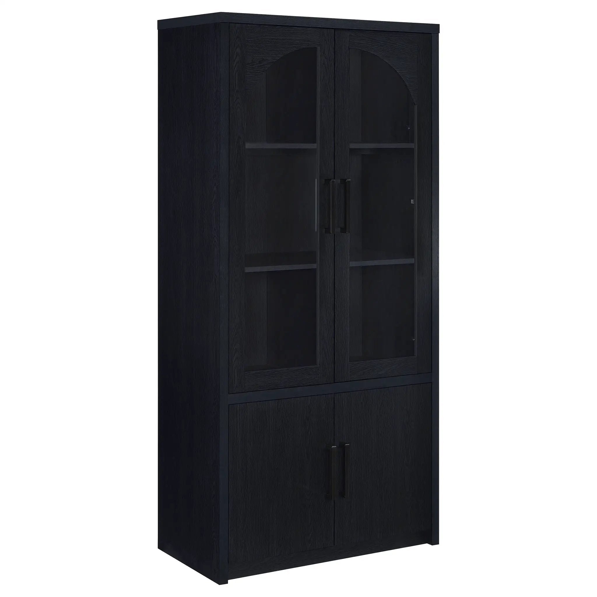 Riva 4-door Tall Accent Display Cabinet LED Lighting Black by Unique Piece Furniture