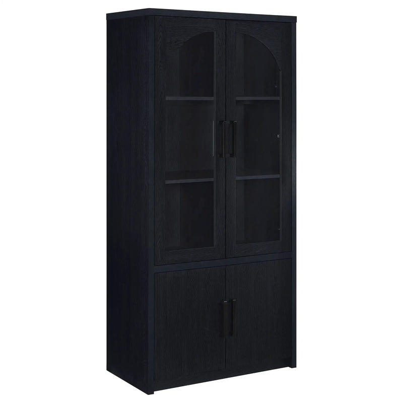 Riva 4-door Tall Accent Display Cabinet LED Lighting Black by Unique Piece Furniture
