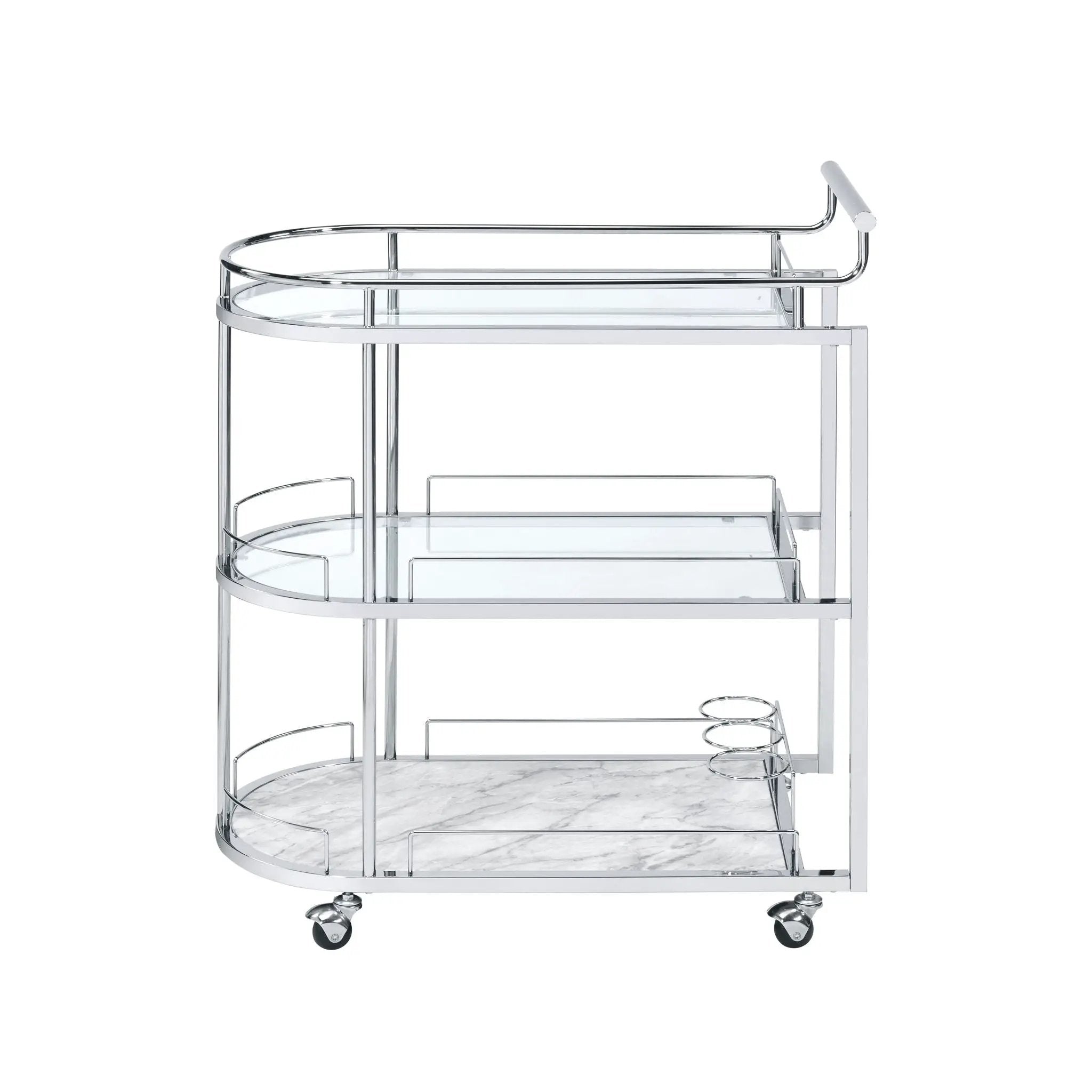 Inyo - Serving Cart - Clear Glass & Chrome by Unique Piece Furniture