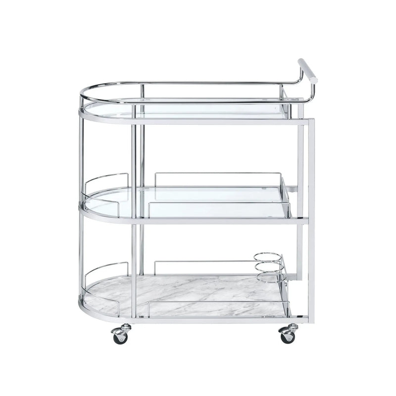 Inyo - Serving Cart - Clear Glass & Chrome by Unique Piece Furniture