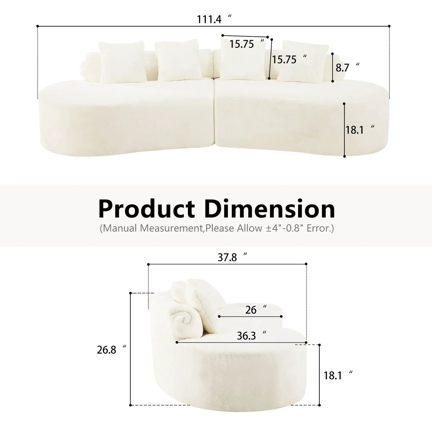 Modern Curved Sofa With Pillows by Unique Piece Furniture