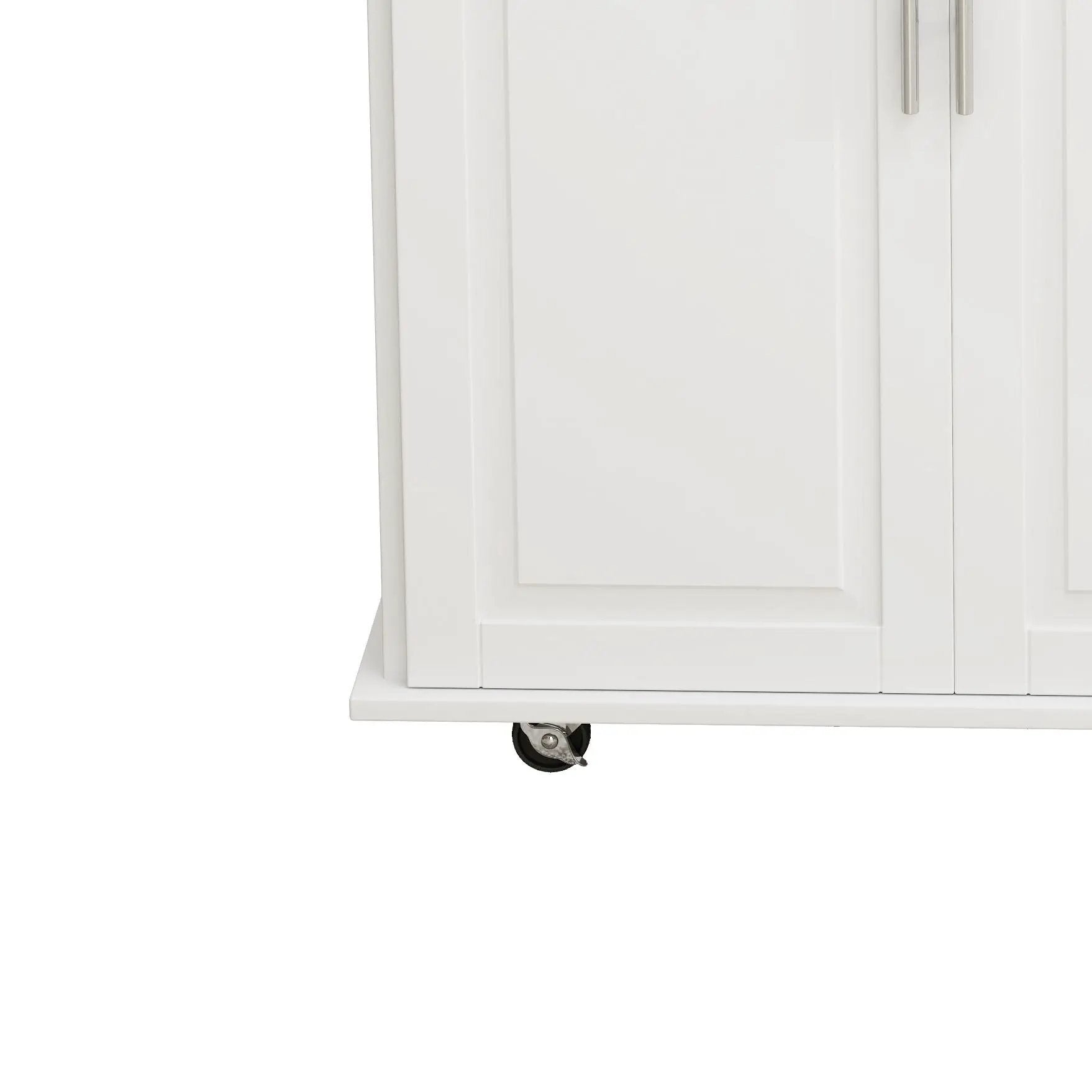 Kitchen Island Cart With 2 Door Cabinet, 3 Drawers, Spice Rack & Towel Rack - White by HouseOfZazla