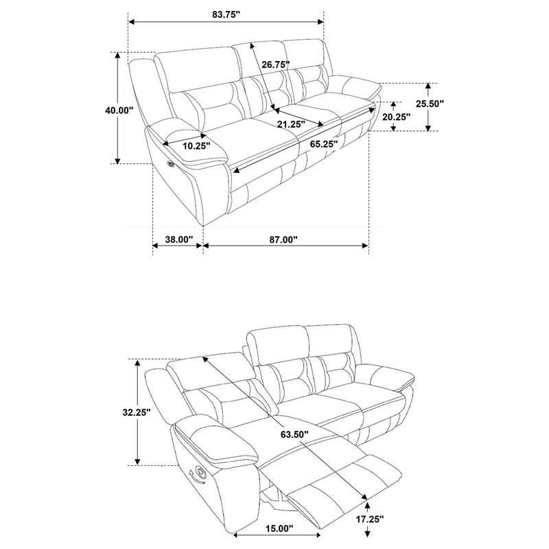 Greer Upholstered Motion Reclining Sofa Taupe by Unique Piece Furniture