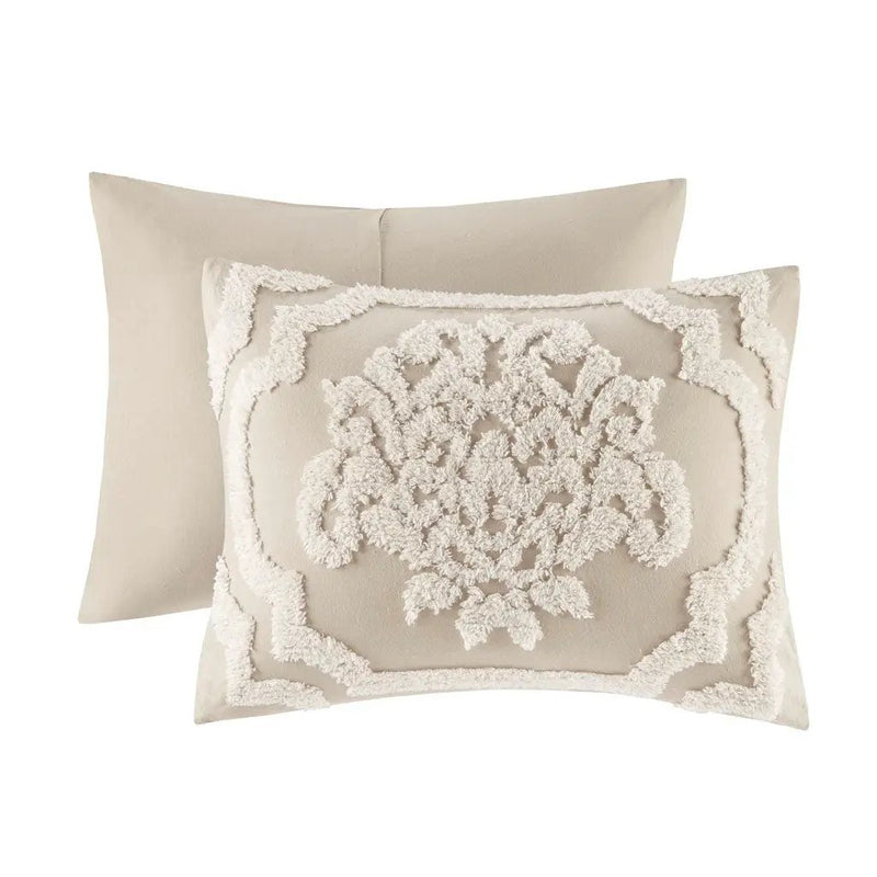King/Cal King 3 Piece Tufted Cotton Chenille Damask Duvet Cover Set by HouseOfZazla